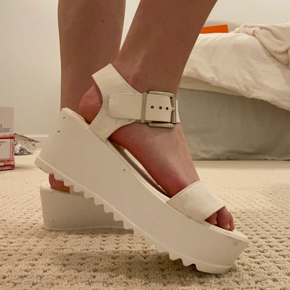 White Strappy Platform Sandals